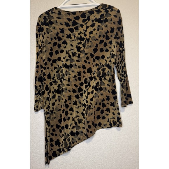Citikole‎ QVC Style Animal Print Tunic Top Asymmetrical Hem Long Sleeve Small - Picture 3 of 4